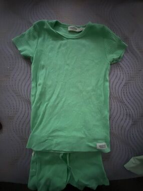 MarMar Copenhagen Green Ribbed Tee and Shorts Set